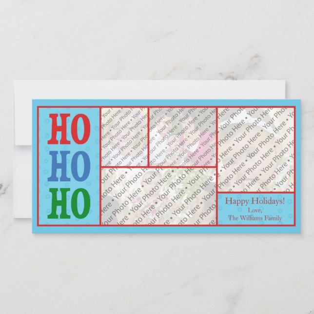 Festividades Cartão de Natal Azul com Texto Personalizado (Frente)