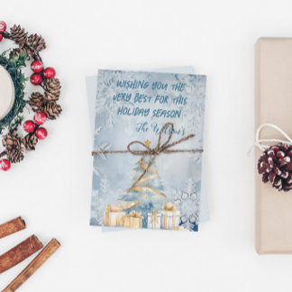 Festividades Cartão de Natal Azul Congelado