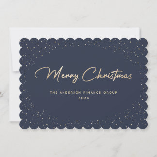 Festividades Cartão de Natal Azul Dourado para Empresas Elegant