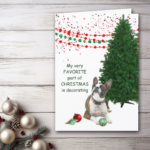 Festividades Cartão de Natal Bastante Doido de Boston Terrier 
