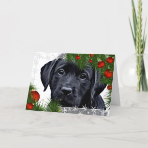 Festividades Cartão de Natal Black Lab - Cachorro Bonito