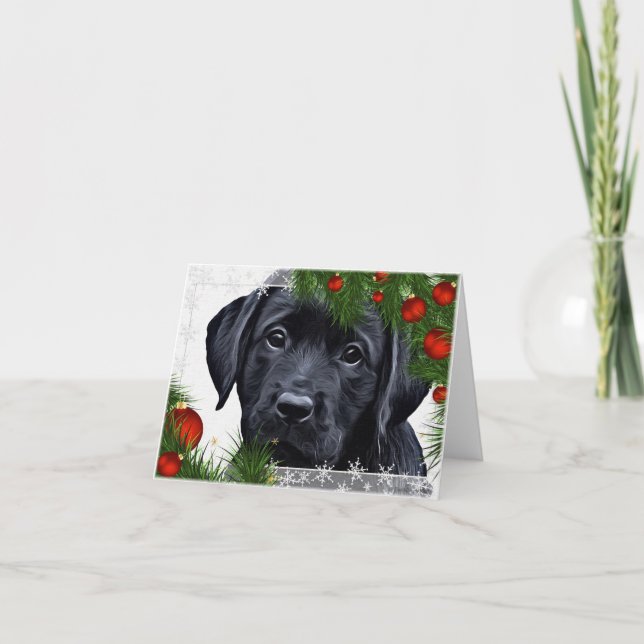 Festividades Cartão de Natal Black Labrador (Frente)