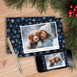 Festividades Cartão de Natal Blue Snowflake