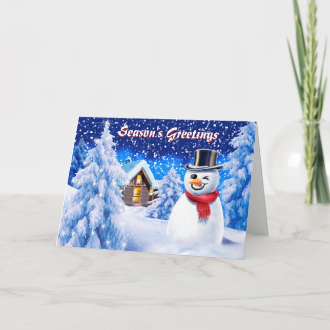 Festividades Cartão de natal bonitinho de cena de neve de Neve (Frente)