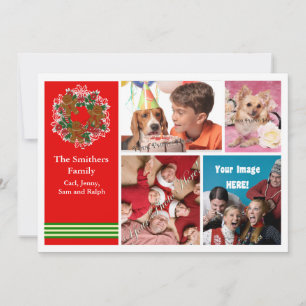 Festividades Cartão de Natal bonito da família de 4 fotos