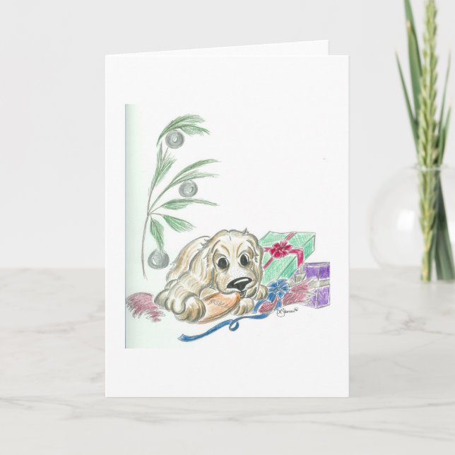 Festividades Cartão de Natal bonito de cocker spaniel dos (Frente)