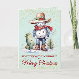 Festividades Cartão de Natal Bonito de Snowman no sudoeste do Á