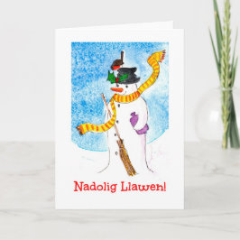 Festividades Cartão de Natal Bonito do País de Gales, Snowman e