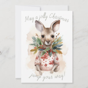 Festividades Cartão de Natal Bonito Kangaroo Jolly