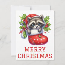 Cartão de Natal Bonito Racoon