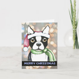 Festividades Cartão de Natal Boston Terrier