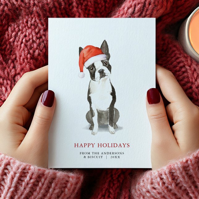 Festividades Cartão de Natal Boston Terrier (Boston Terrier Christmas Card)