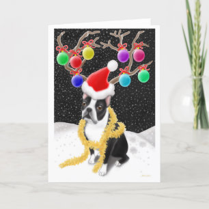 Festividades Cartão de Natal Boston Terrier