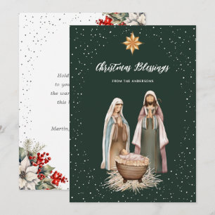 Festividades Cartão de Natal Botânico do Presépio Verde Cristão