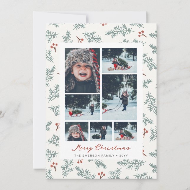 Festividades Cartão de Natal Botânico Fotográfico (Frente)