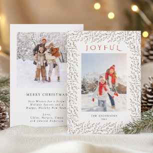 Festividades Cartão de Natal Botânico Tan Joyful 2 Fotos