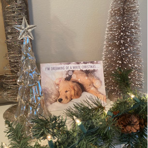 Festividades Cartão de Natal Branco para o ouro Retriever