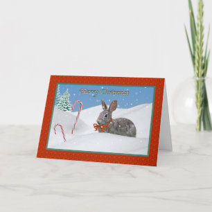 Festividades Cartão de Natal Bunny Rabbit and Candy Cane