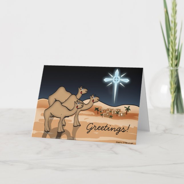 Festividades Cartão de Natal Camel Bethlehem (Frente)