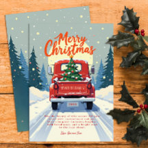 Cartão de Natal Caminhão Vermelho Rústico