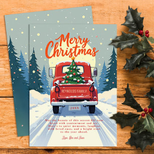 Festividades Cartão de Natal Caminhão Vermelho Rústico