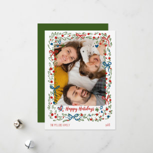 Festividades Cartão de Natal caprichoso com coroa festiva