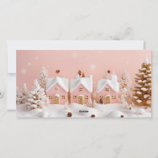 Festividades Cartão de Natal Caprichoso de 3 Fotos em Colagem (Verso)