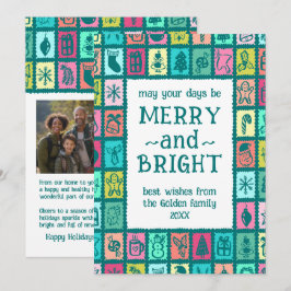Festividades Cartão de Natal Caprichoso Grid Cute Personalizado