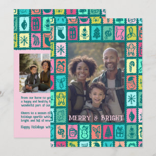 Festividades Cartão de Natal Caprichoso Personalizado com 3 FOT