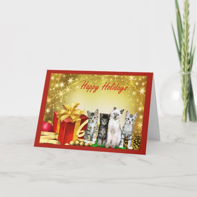 Festividades Cartão de Natal Cat (Frente)