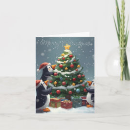 Festividades Cartão de Natal Celebração do Pinguim de Feliz Nat