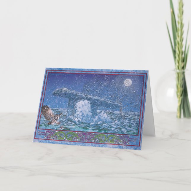 Festividades Cartão de Natal Celta Irlandês Pounabrone Dolmen. (Frente)