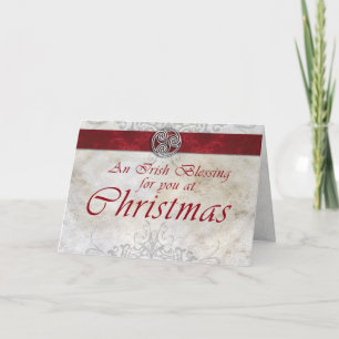 Festividades Cartão de Natal Celtic Knot Triskelion Vermelho e