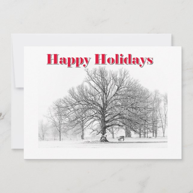 Festividades Cartão de Natal Cena de Inverno Grande com Laço Br (Frente)