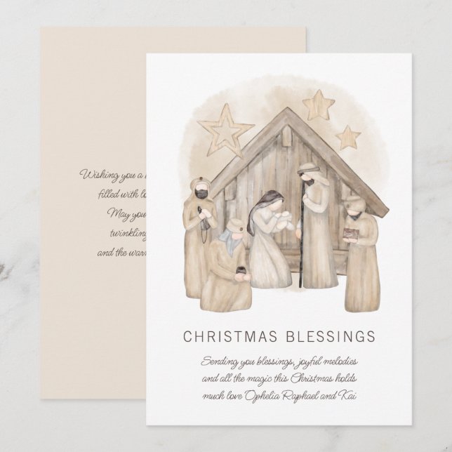 Festividades Cartão de Natal Cena do Presépio Boho (Frente/Verso)