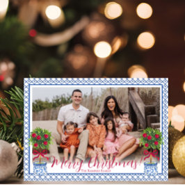 Festividades Cartão de Natal Chão com Topiaria em Chinoiserie P