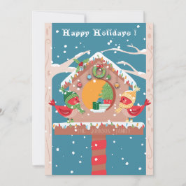 Festividades Cartão de Natal Chapo de Pássaros de Festa