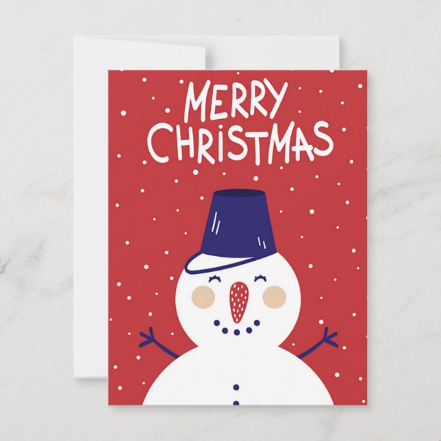 Festividades Cartão de Natal Charmoso do Boneco de Neve (Frente)