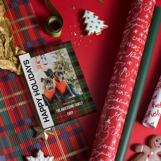 Festividades Cartão de Natal Chato de Xadrez Búfalo (Criador carregado)