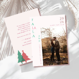 Festividades cartão de natal chic com foto de casal fa la la
