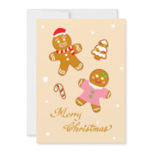 Cartão de Natal Chique Fofo de Biscoito de Gengibr