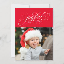 Cartão de Natal clássico e alegre com foto vermelh