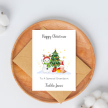 Cartão de Natal Coelho Boneco de Neve Neto