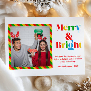 Festividades Cartão de Natal Colorido Alegre e Brilhante com Fo
