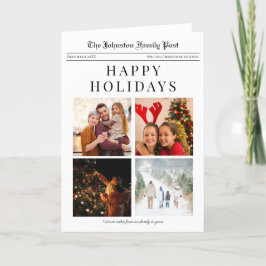 Festividades Cartão de Natal com 4 fotos em estilo jornal