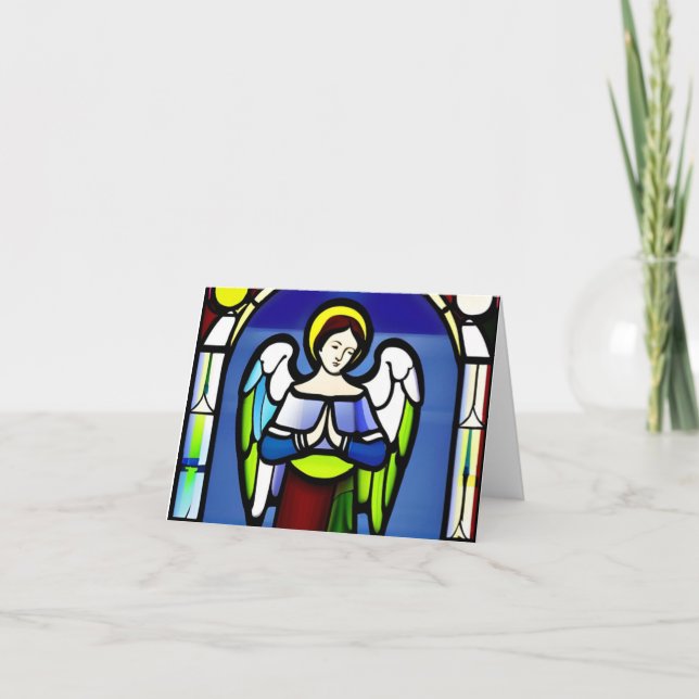 Festividades Cartão de Natal com anjo de vidro (Frente)