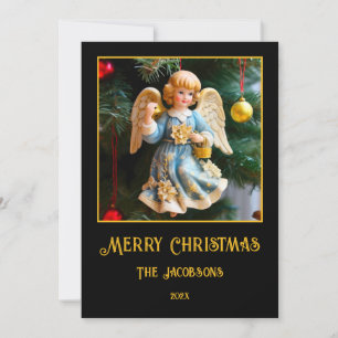 Festividades Cartão de Natal com Anjo Vintage