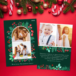 Festividades Cartão de Natal Com Aquarelas 4 + Trás