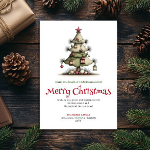 Festividades Cartão de Natal com árvore de Natal em aquarela ex