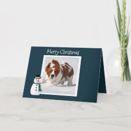 Festividades Cartão de Natal com Bela Caça-Basset na Neve